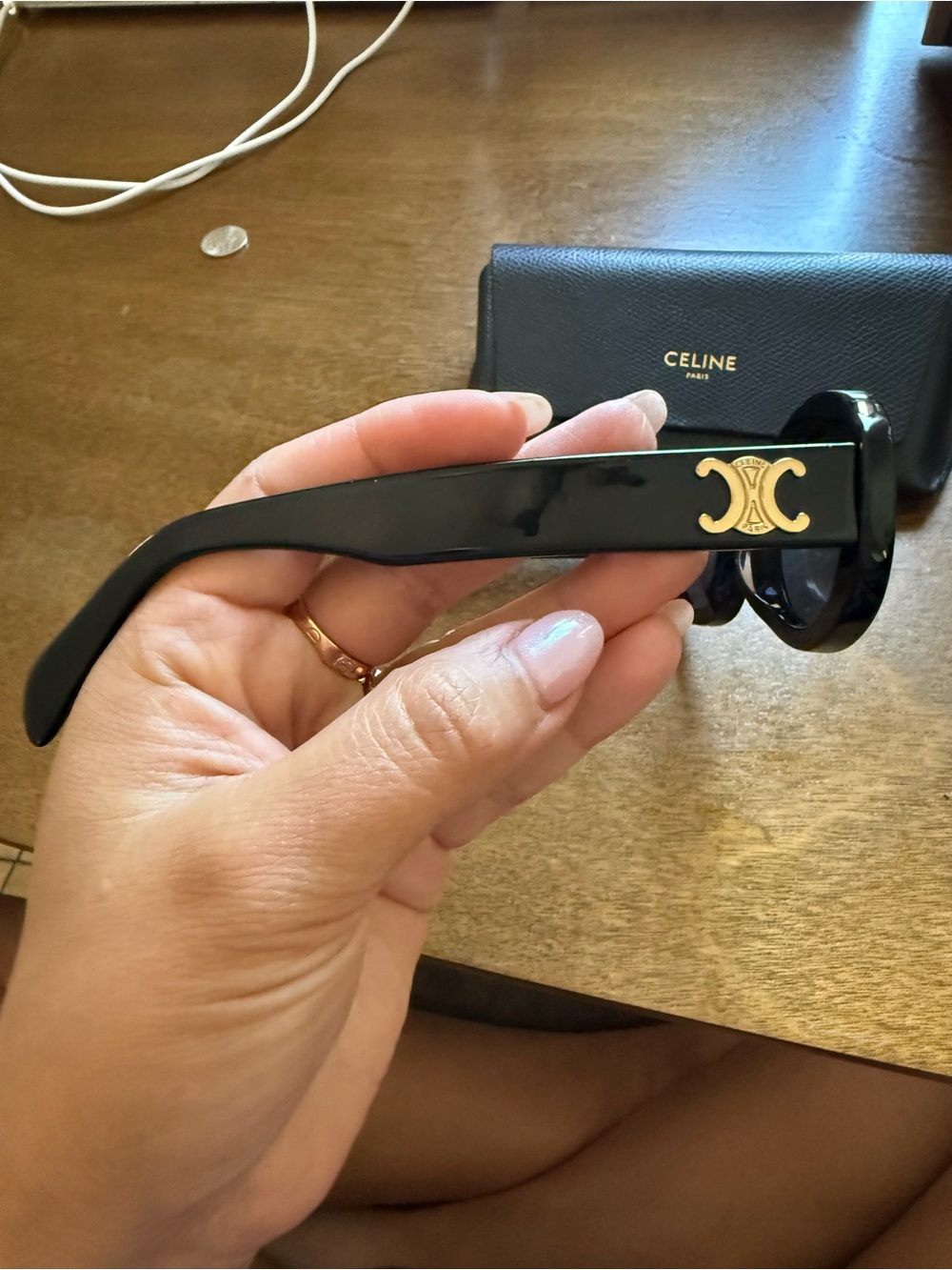 Celine Black Oval Triomphe Sunglasses - Picture 3 of 14